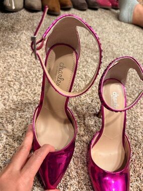 Charles By Charles David Metallic Fuchsia Ankle-Strap Pumps